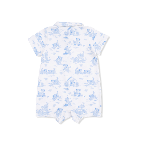 Puppy Toile Blue - Polo Shortie