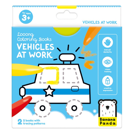 Looong Coloring Books - Ready To Draw - Vehicles At Work - HoneyBug 