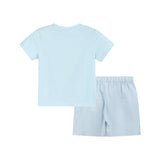 Light Blue USA Flag Smocked T-Shirt and Shorts Set