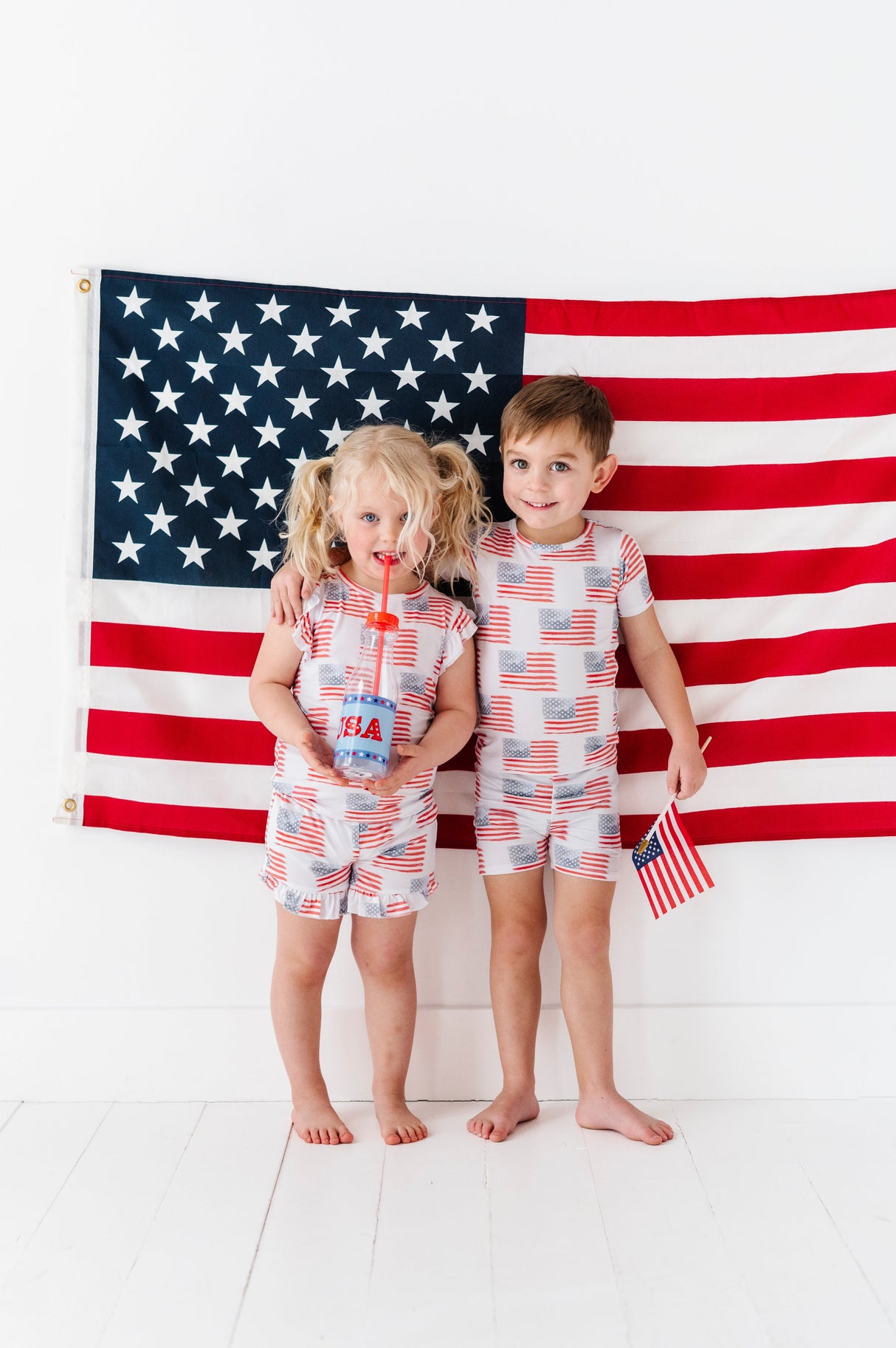 American Flag Ruffle Short Set - HoneyBug 
