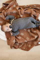 Charcoal Organic Cotton Ribbed Zipper - HoneyBug 