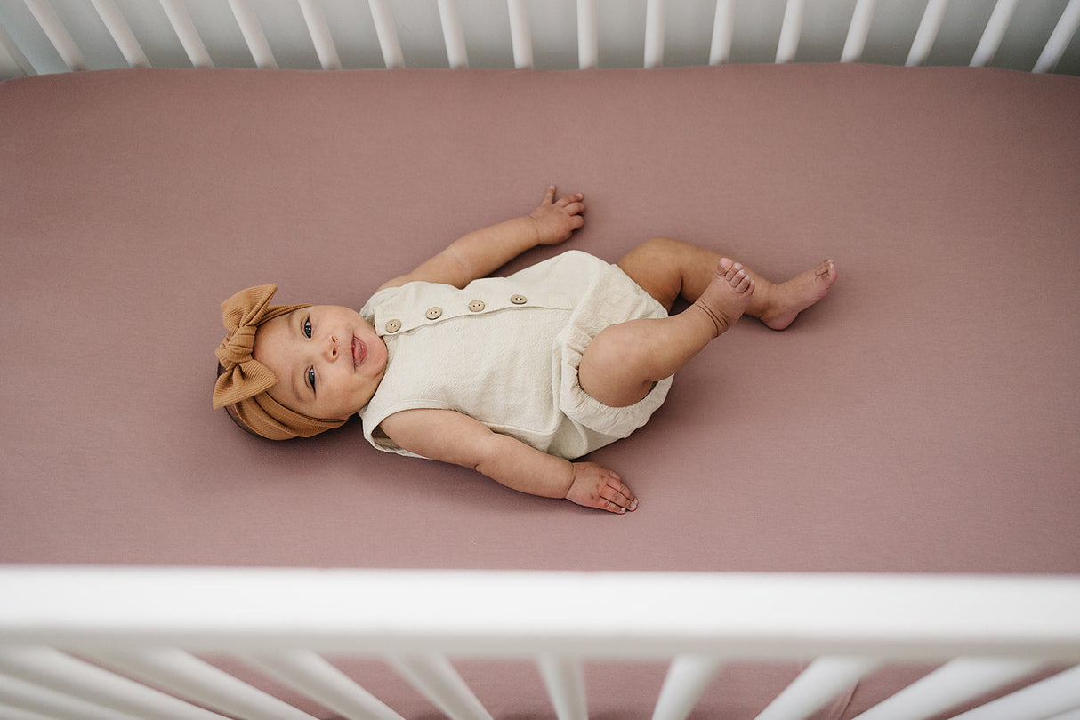 Dusty Rose Bamboo Stretch Crib Sheet - HoneyBug 