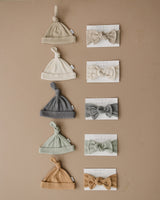 Oatmeal Organic Ribbed Newborn Knot Hat - HoneyBug 