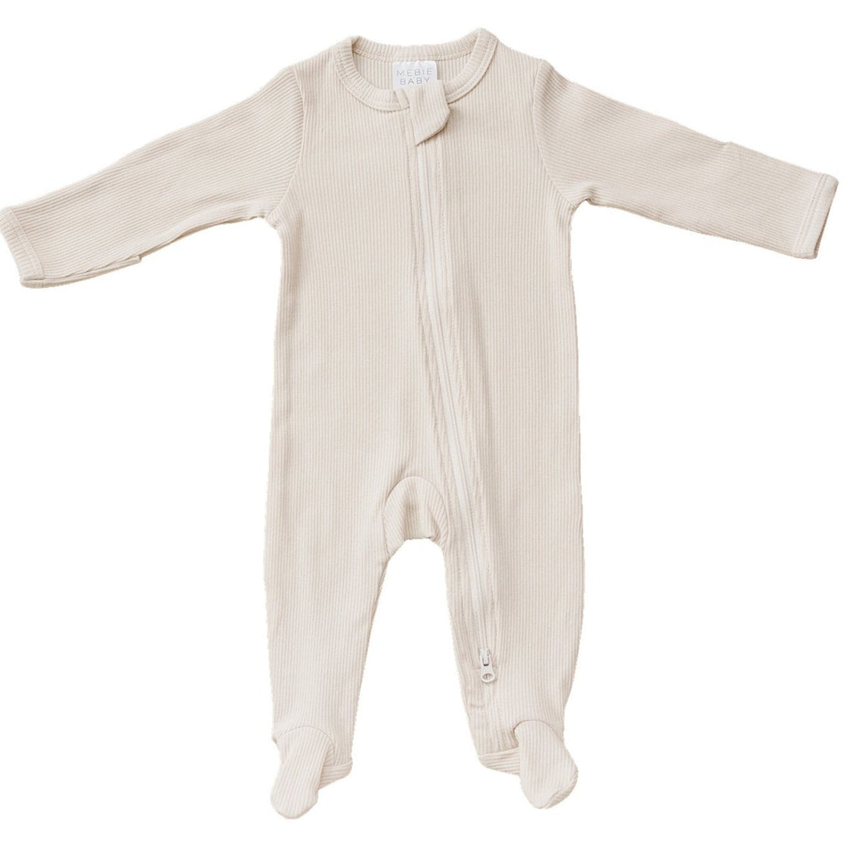 Vanilla Organic Cotton Ribbed Zipper - HoneyBug 