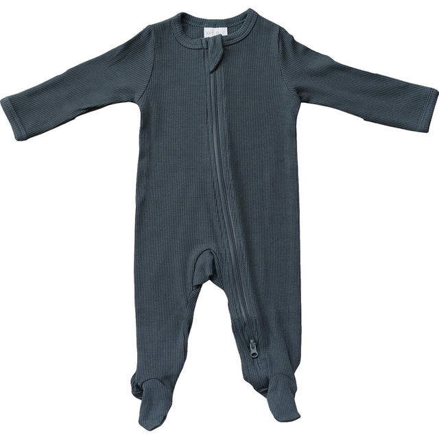Charcoal Organic Cotton Ribbed Zipper - HoneyBug 