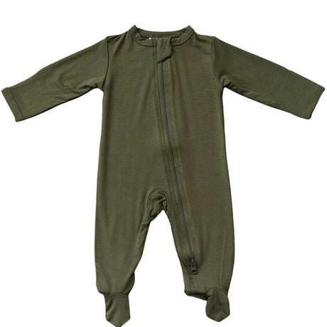 Olive Bamboo Footed Zipper - HoneyBug 
