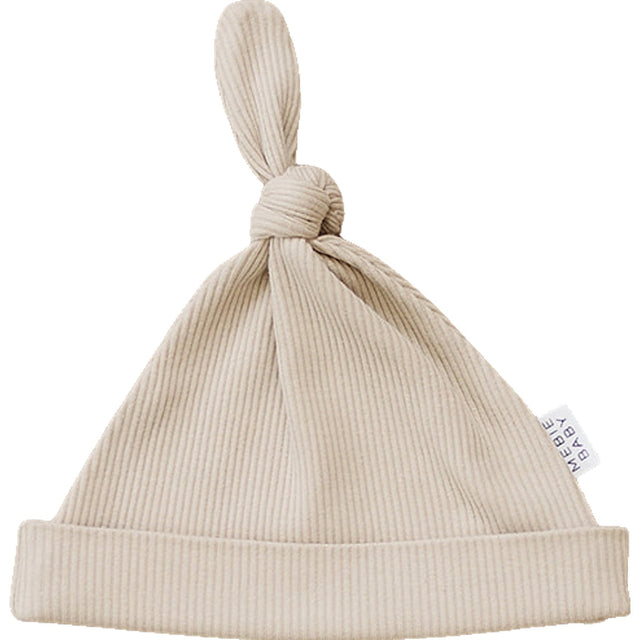 Oatmeal Organic Ribbed Newborn Knot Hat - HoneyBug 