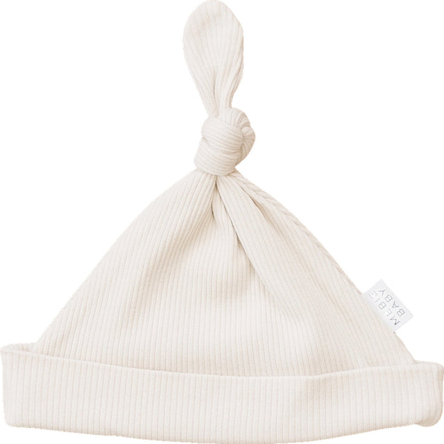 Vanilla Organic Ribbed Newborn Knot Hat - HoneyBug 