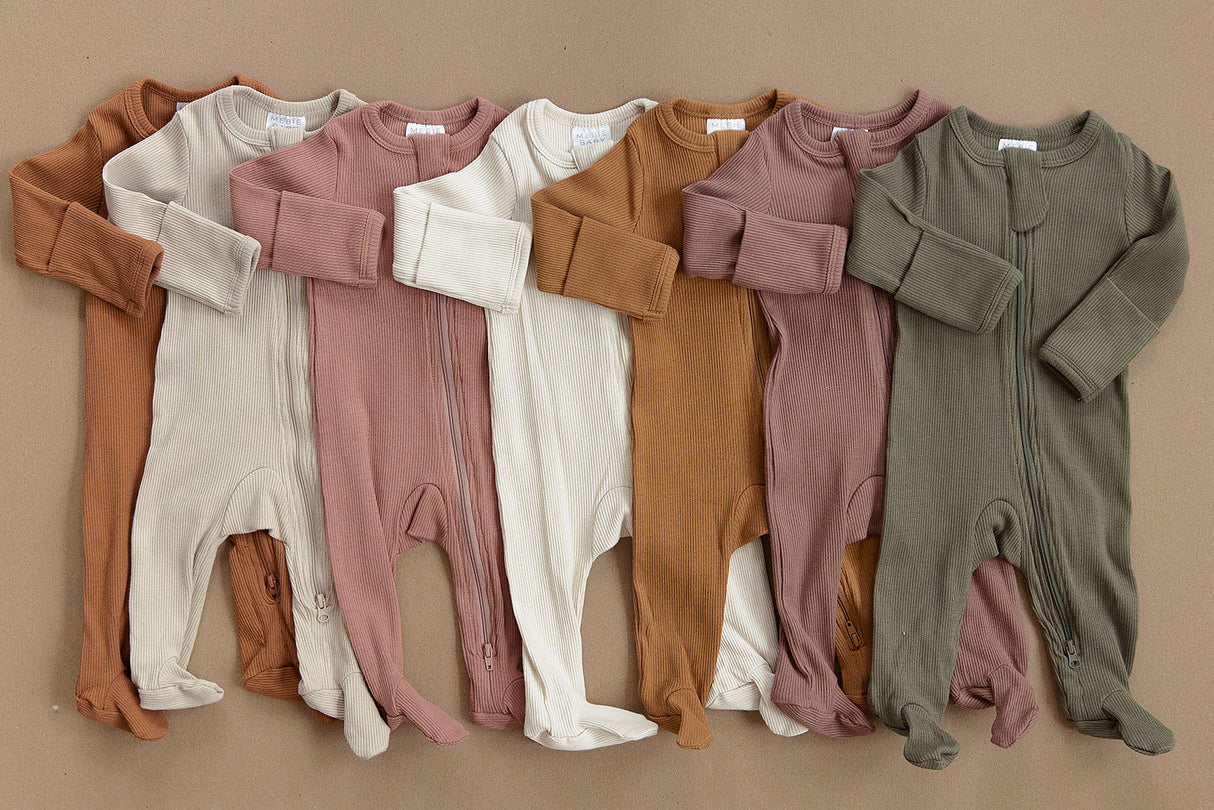 Winter Green Organic Cotton Ribbed Zipper - HoneyBug 