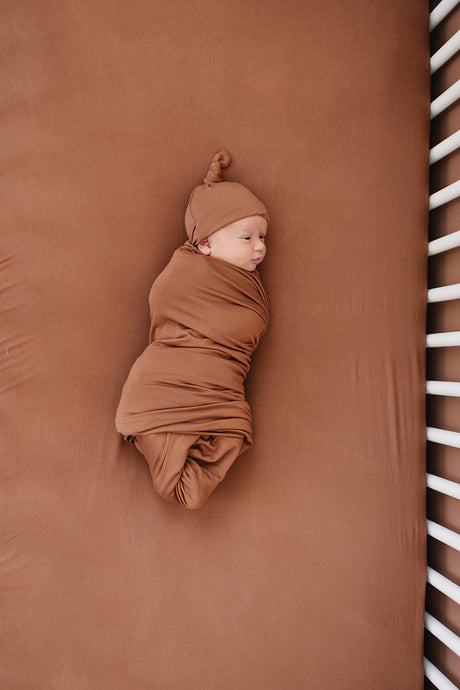 Rust Bamboo Stretch Crib Sheet - HoneyBug 