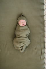 Olive Bamboo Stretch Crib Sheet - HoneyBug 