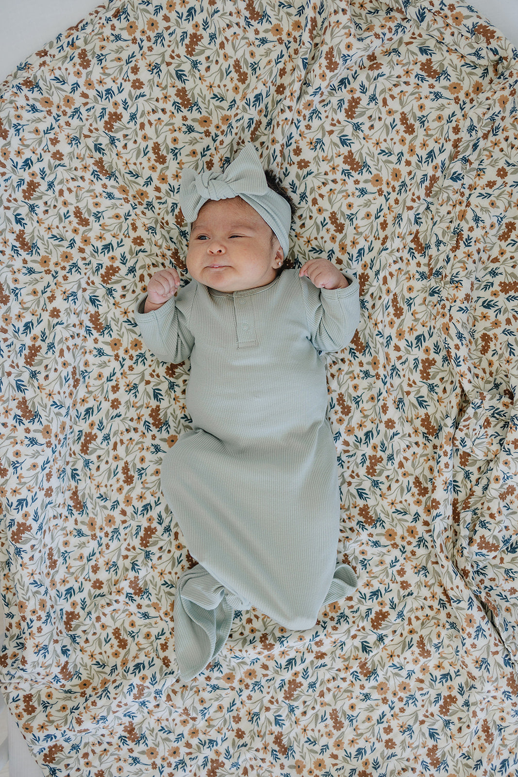 Sage Organic Cotton Ribbed Head Wrap - HoneyBug 
