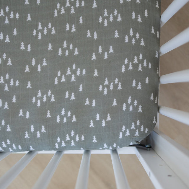 Pines Muslin Crib Sheet - HoneyBug 