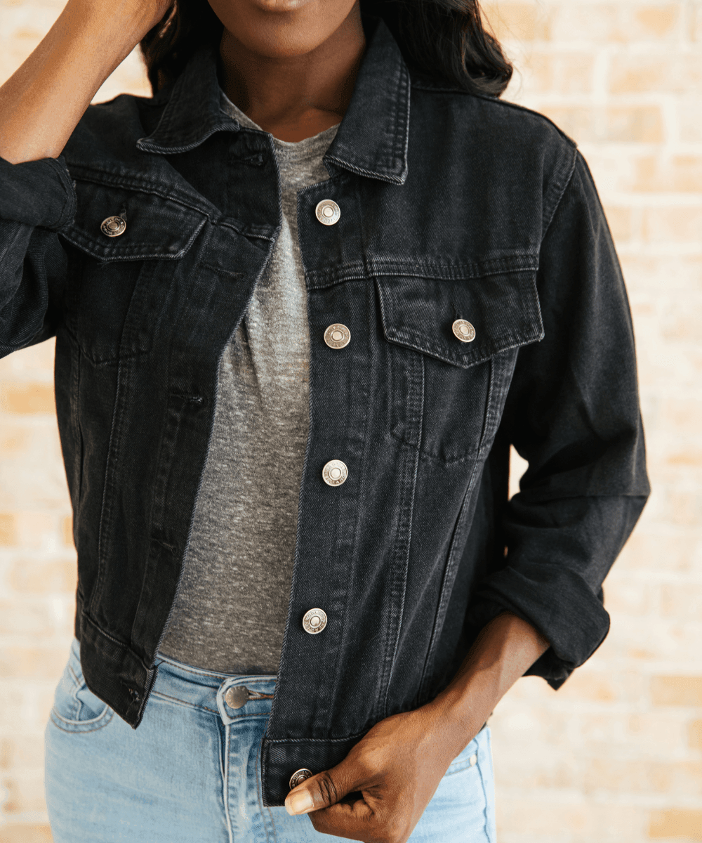Black Denim Mama Jacket - HoneyBug 