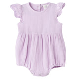 Baby Girl Gauze Bodysuit w/Eyelet Flutter Sleeves - HoneyBug 