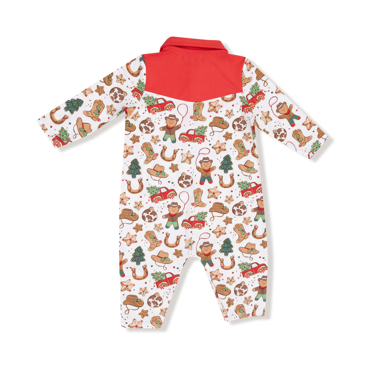 Long Sleeve Cowboy Romper - Cowboy Christmas - HoneyBug 