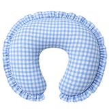 Sky Blue Gingham Ruffle Nursing Pillow Cover