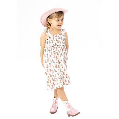 Cowgirl Boots - Smocked Ruffle Sundress & Bloomer