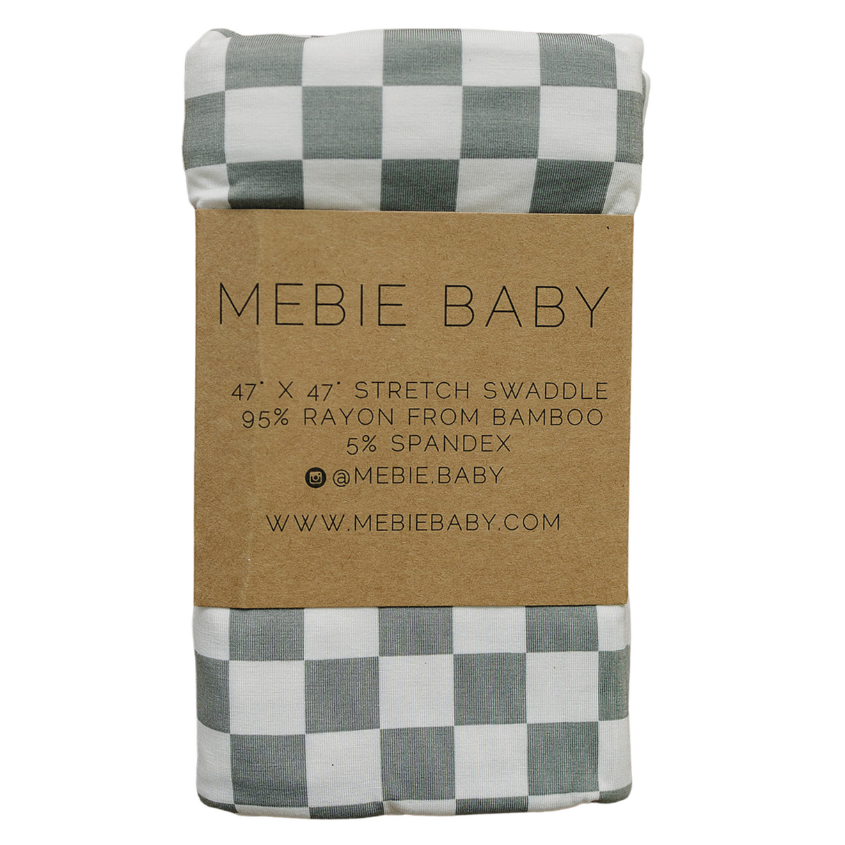 Light Green Checkered Bamboo Stretch Swaddle - HoneyBug 