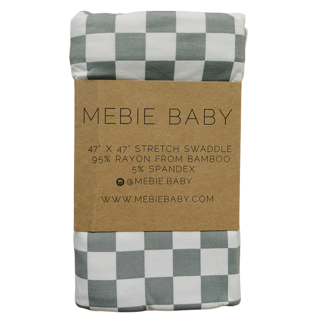 Light Green Checkered Bamboo Stretch Swaddle - HoneyBug 