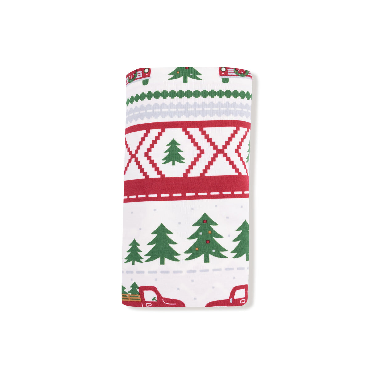 Swaddle Blanket - Red Truck Fair Isle - HoneyBug 