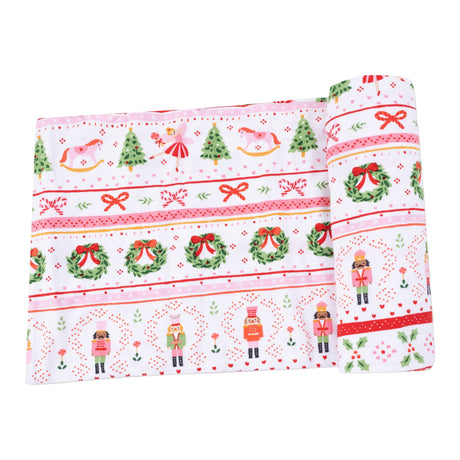 Swaddle Blanket - Sugar Plum Fairy - Nutcracker Fair Isle - Pink - HoneyBug 