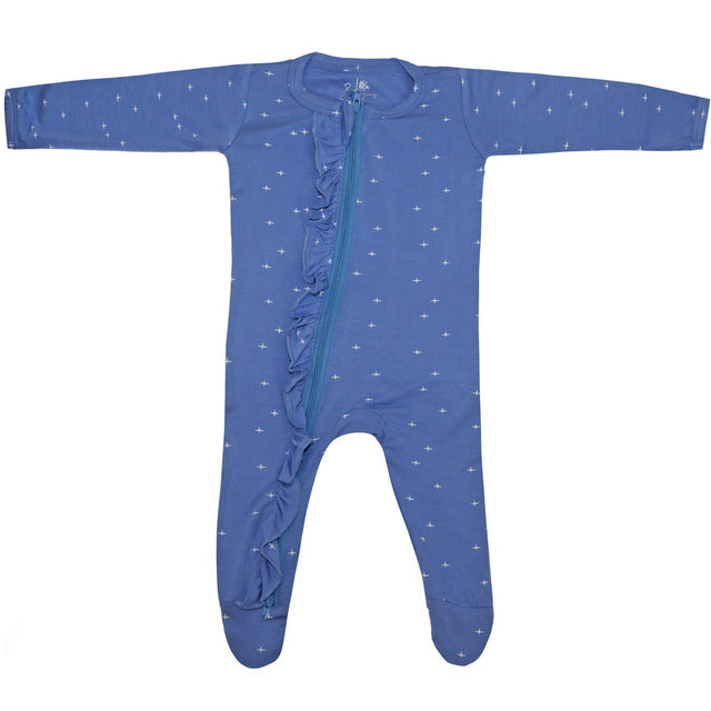 Ruffle 2 Way Zip Romper - Starry Night - HoneyBug 