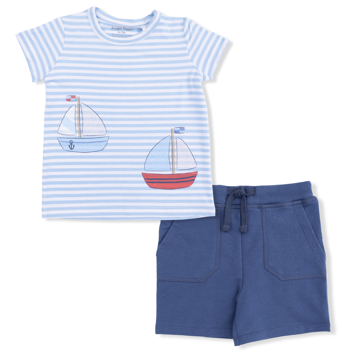Bubbly Sailboat Stripe - Crew Neck Tee with Cargo Short