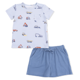 Construction Vehicles - Crew Neck Tee with Casual Short