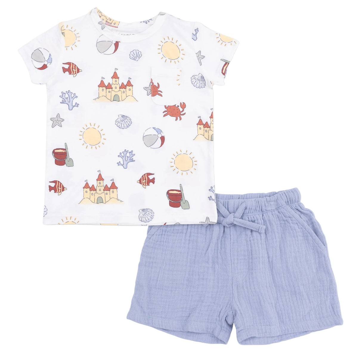 Sunny Sandcastles - Crew Neck Tee with Casual Short