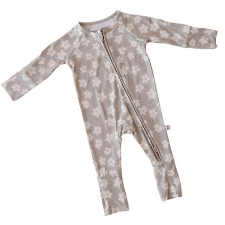 Bamboo Zip Pajamas | French Gray Floral - HoneyBug 
