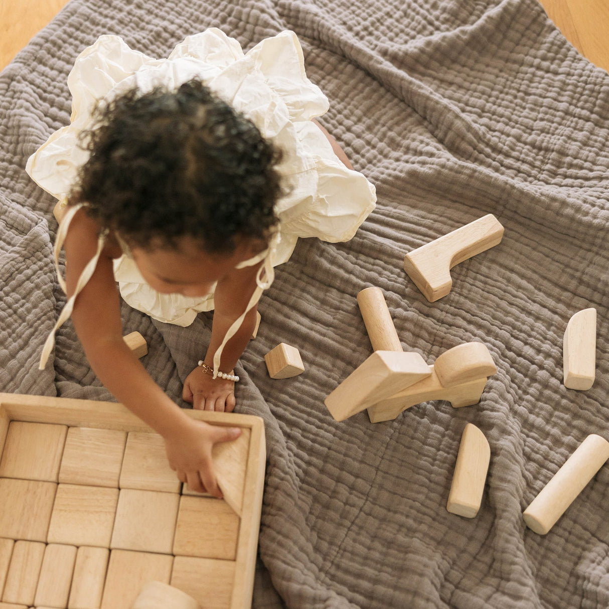 Cotton Muslin Quilted Throw - Mocha - HoneyBug 