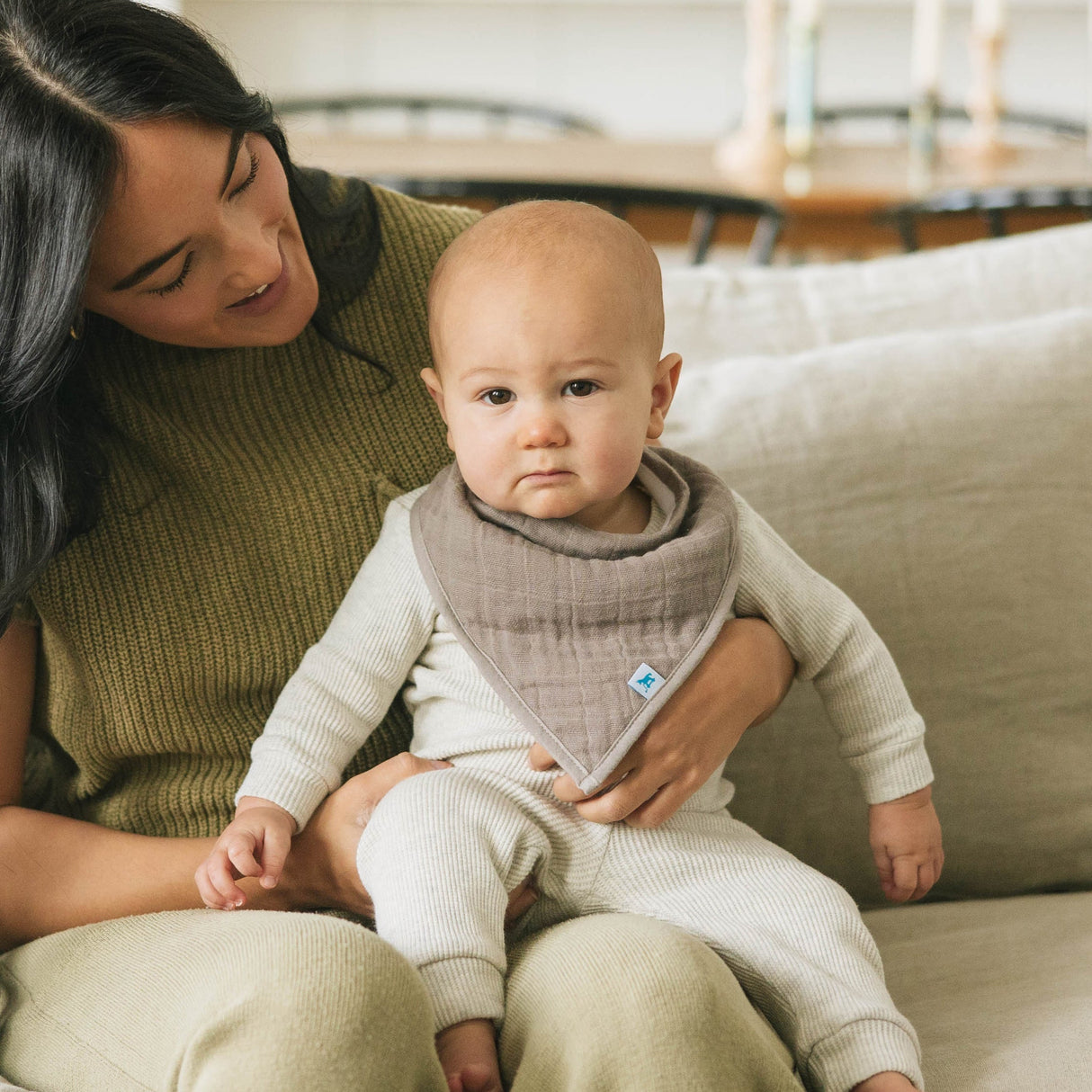 Cotton Muslin + Fleece Bandana Bib 4 Pack - Adobe Checker - HoneyBug 
