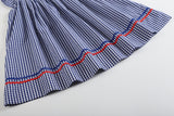 4th of July Royal Blue Gingham American Flag Smocked Bishop Dress