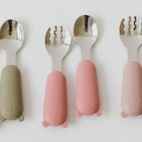 Silicone  and stainless steel spoon and fork set