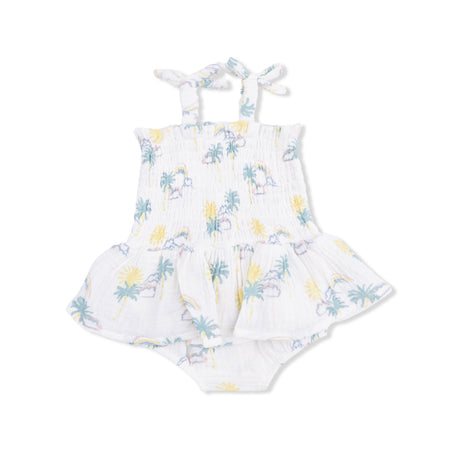 Palm Trees and Rainbows - Smocked Bubble with Skirt