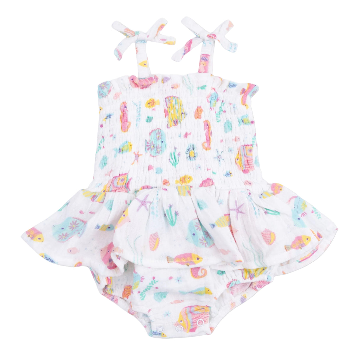 Sunny Coral Reef Fish - Smocked Bubble with Skirt