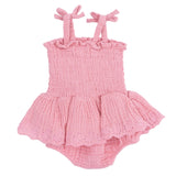 Solid Muslin Poignant Pink - Smocked Bubble with Skirt