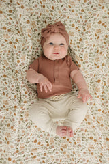Dusty Rose Organic Cotton Ribbed Snap Bodysuit - HoneyBug 