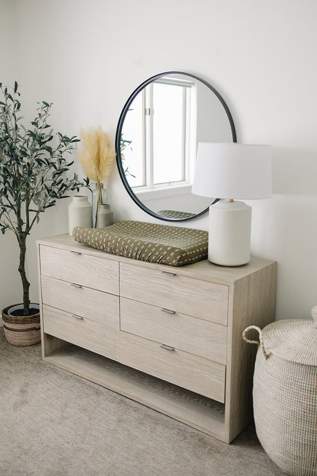 Olive Strokes Muslin Changing Pad Cover - HoneyBug 