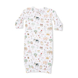 Cute Farm Animals Pink - Kimono Gown & Ruffle Knotted Hat