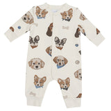 Baseball Collar Romper - Vintage Puppy Faces - HoneyBug 