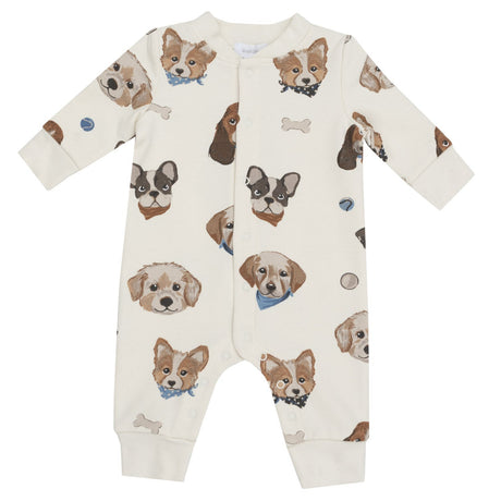 Baseball Collar Romper - Vintage Puppy Faces - HoneyBug 