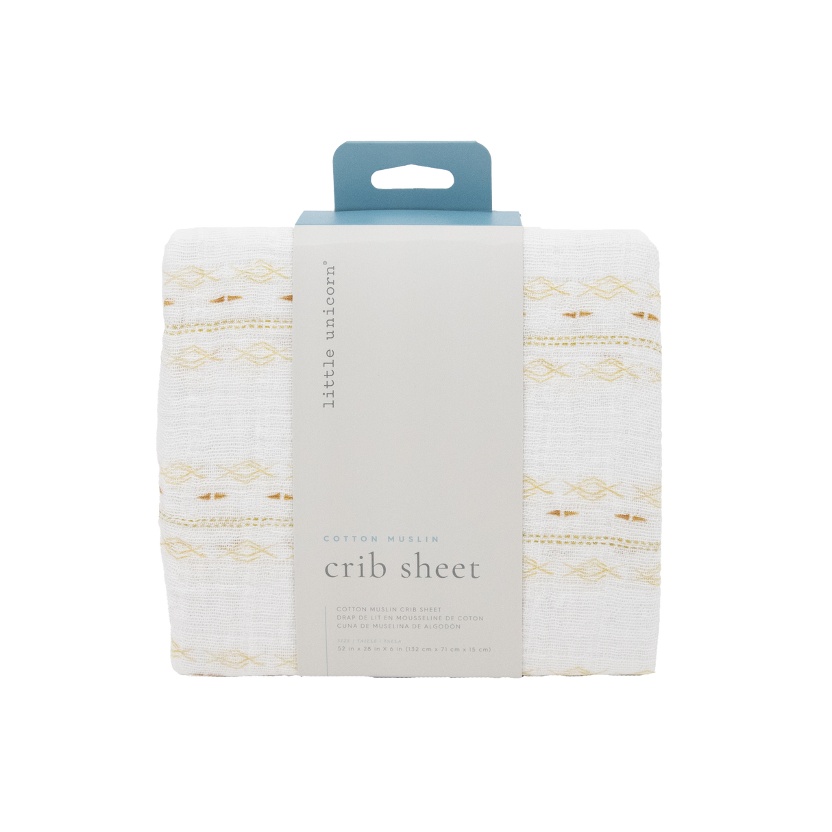 Cotton Muslin Crib Sheet - Gold Diamond-Stripe - HoneyBug 