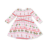 Twirly Long Sleeve Dress - Sugar Plum Fairy - Nutcracker Fair Isle - Pink - HoneyBug 