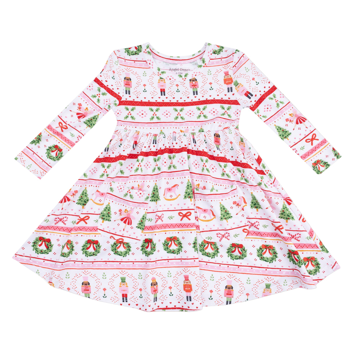 Twirly Long Sleeve Dress - Sugar Plum Fairy - Nutcracker Fair Isle - Pink - HoneyBug 