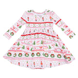 Twirly Long Sleeve Dress - Sugar Plum Fairy - Nutcracker Fair Isle - Pink - HoneyBug 