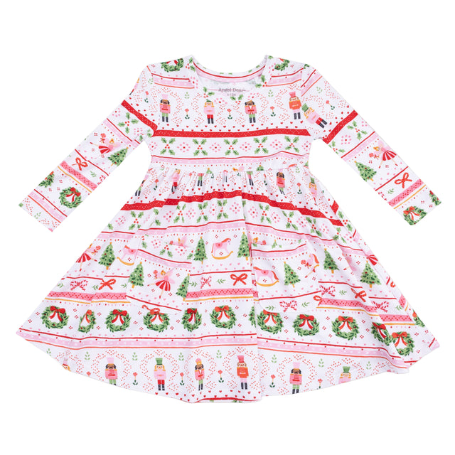 Twirly Long Sleeve Dress - Sugar Plum Fairy - Nutcracker Fair Isle - Pink - HoneyBug 