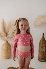 Girl's Two-Piece Crop Swim Set - HoneyBug 