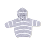 Chenille Hoodie - Grey & Ivory Stripe - HoneyBug 